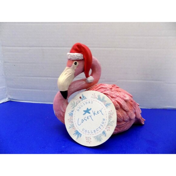 NEW Christmas Santa Flamingo Statue Figurine Florida Coastal Beach Casey Key - Picture 2 of 6
